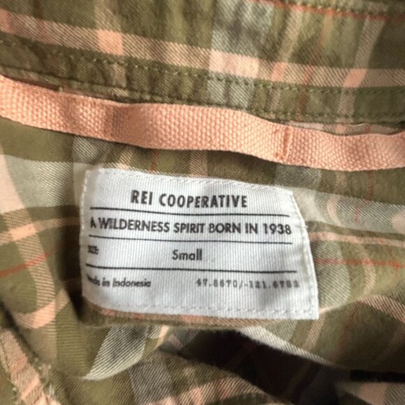 REI Womens Northwoods Button Up Flannel Shirt Small Green Hiking Outdoor Casual - Picture 3 of 7